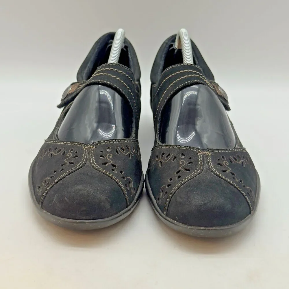 Cobb Hill by Rockport Black Leather Mary Jane Women's 8.5 Hook & Loop Strap Shoe